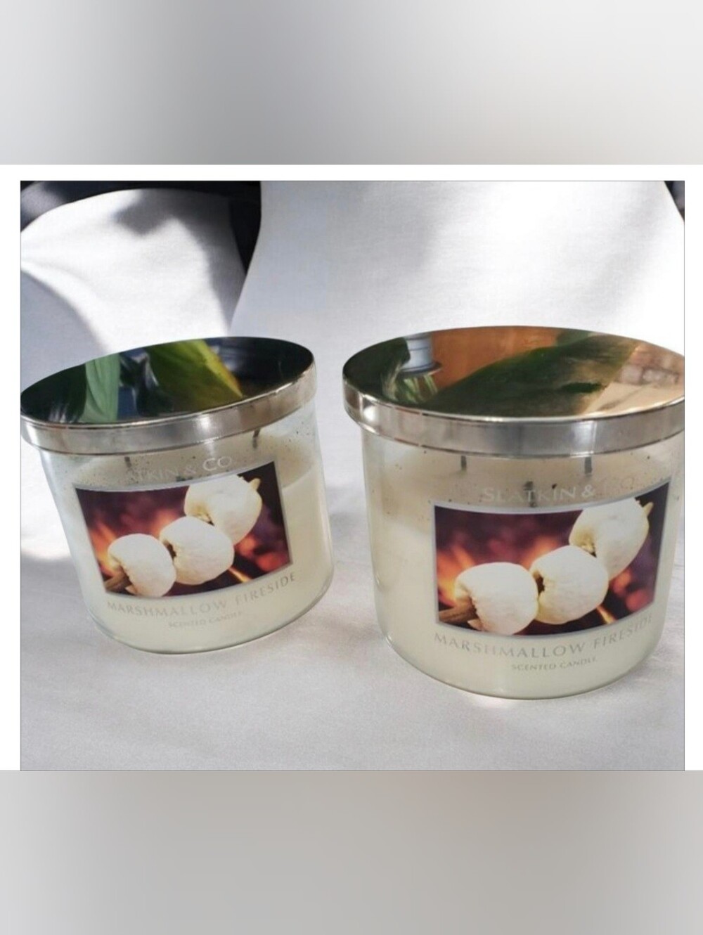 2 Slatkin & Co. Marshmallow Fireside 3 Wick Jar Candle 14.5 oz Bath & Body Works